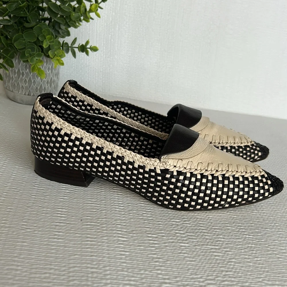 Tory Burch Black and Cream Checkered Flats - Picture 4 of 16